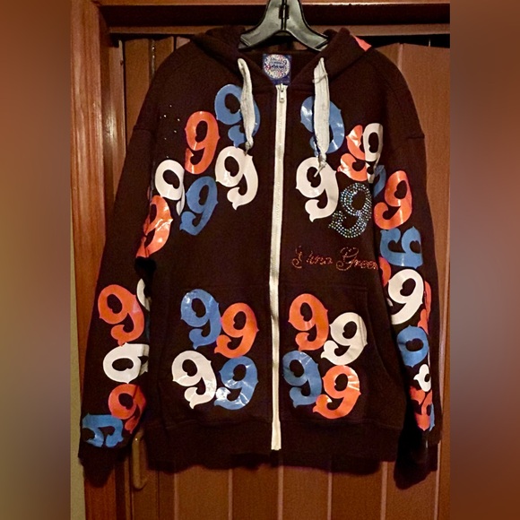Vintage Men's Gino Green Global 999 Brown hoodie Size L